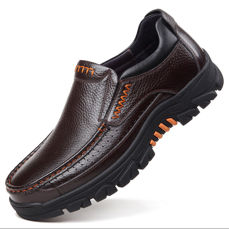 Zapatos informales de piel auténtica para hombre, mocasines suaves de cuero de vaca, sin cordones, color negro y marrón, 100%, erf4, novedad de 2020