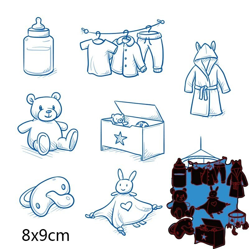 Matrices de découpe Panda jouet, vêtements cadres en acier métal bricolage scrapbooking Album Photo gaufrage cartes en papier 80*90mm