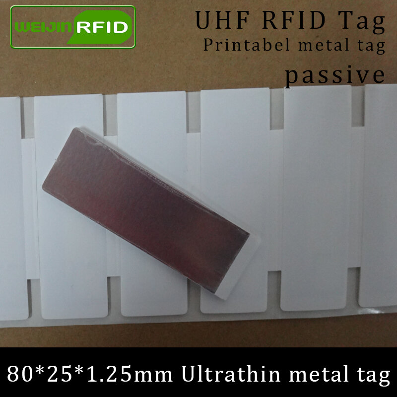 Etiqueta sintética passiva imprimível do rfid do anti-metal da frequência ultraelevada rfid 80*25*1.25mm 915mhz 868mhz impinj nxp ISO18000-6C epcc1g2 6c