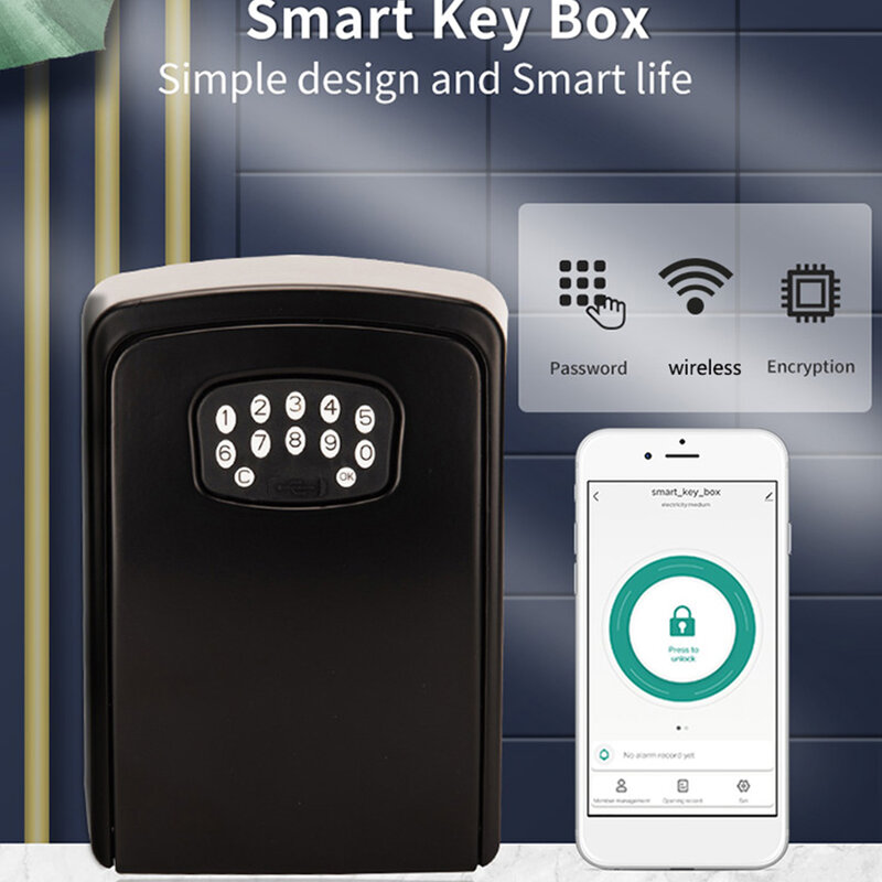 Waterproof Smart Key Storage Secret Box with Code Tuya APP Multi-function Wall Key Safe Box for Indoor Outdoor
