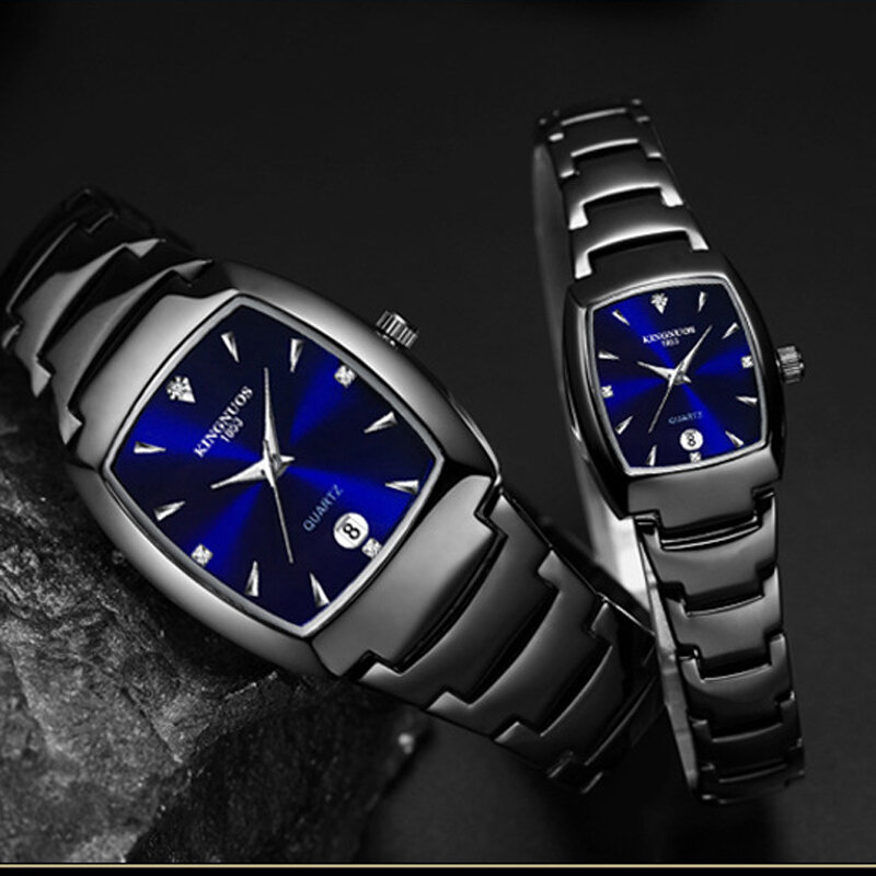 Paar Horloges Voor Liefhebbers Quartz Horloge Man Mode Business Mannen Horloge Voor Vrouwen Horloges Wolfraam Stalen Dameshorloge Xfcs