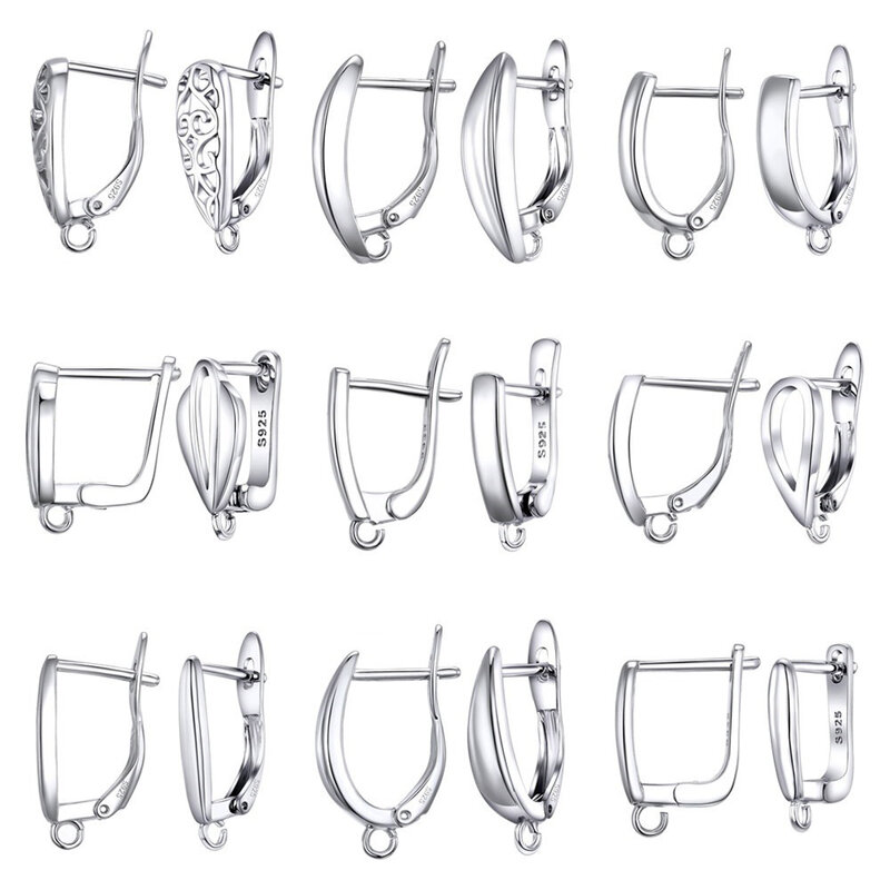 Ganchos de cierre para pendientes hechos a mano, accesorios de joyería de plata de ley 925, accesorios para hacer cables de oreja con palanca trasera