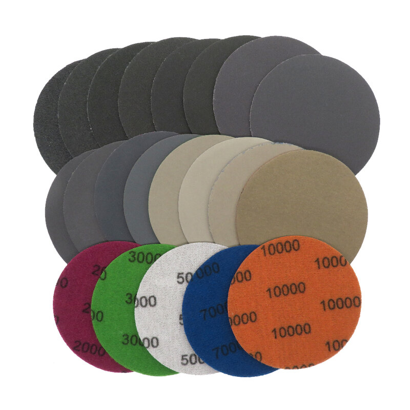50Pcs 2Inch Schuurschijven 60-10000 Grit Siliciumcarbide Nat En Droog Schuurpapier Klittenband schuurpapier Voor Houtbewerking