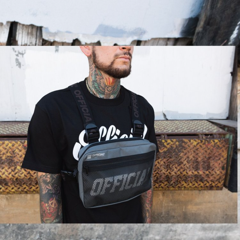 Bolso de pecho de estilo Hip-Hop para hombre, bolsa de dos correas con estampado de letras, aparejo de estilo moderno, chaleco de utilidad en el pecho rectangular