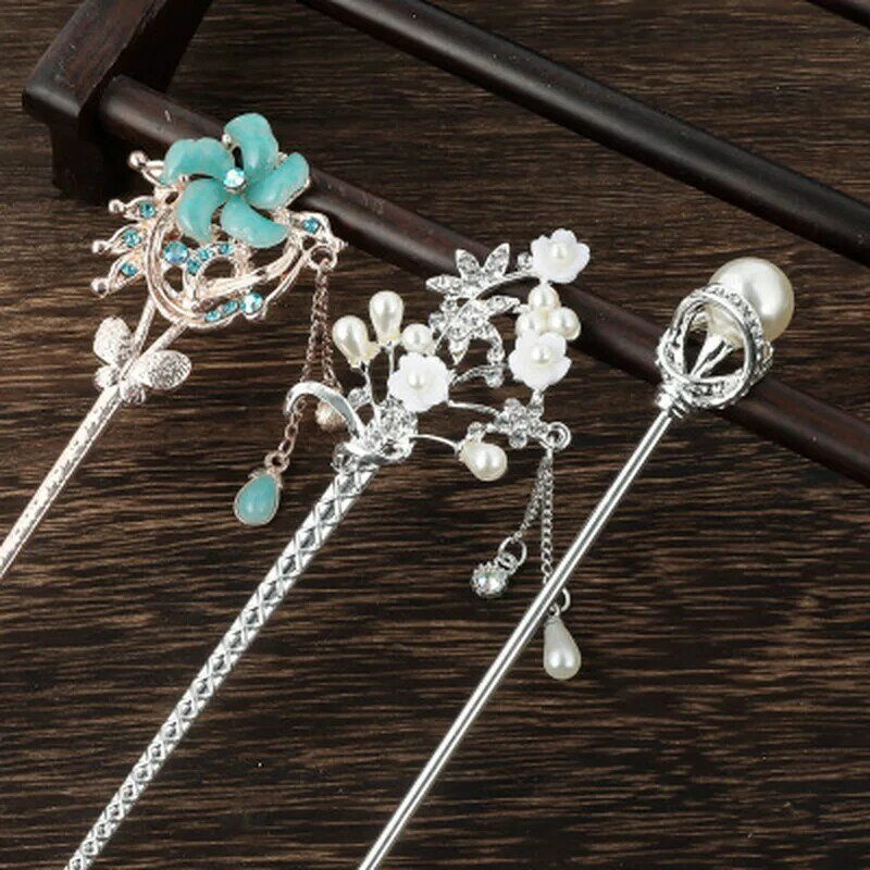 Jepit Rambut Bunga Berlian Imitasi Laris untuk Wanita Pin Rambut Kristal Antik Perhiasan dengan Jepit Rambut Bunga Mutiara Mode Anak Perempuan Pesta