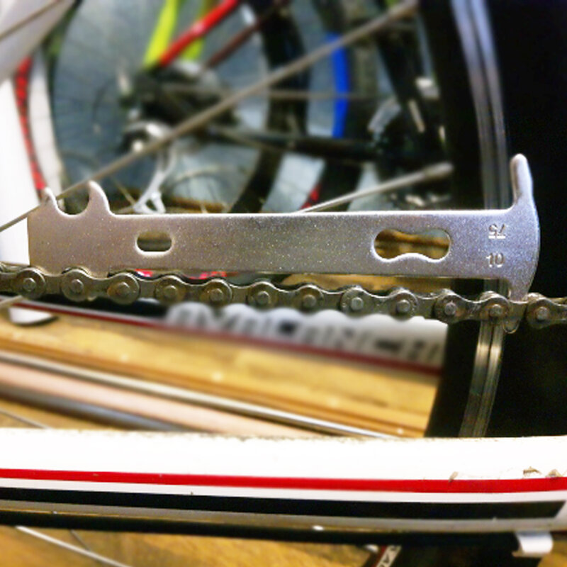 จักรยานสวมใส่ Checker เครื่องมือซ่อมแซมจักรยานเสือภูเขาโซ่วัดการวัดไม้บรรทัดเปลี่ยนจักรยานอุปกรณ์เสริม