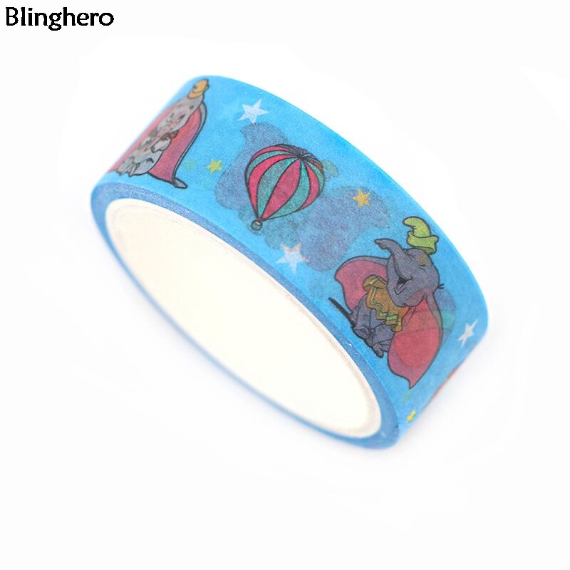 Blinghero 15mmX5m Elephant Washi Tape Cartoon Elephant Masking Tape Kids Adhesive Tapes Stationery Tapes Adhesive Decal BH0329