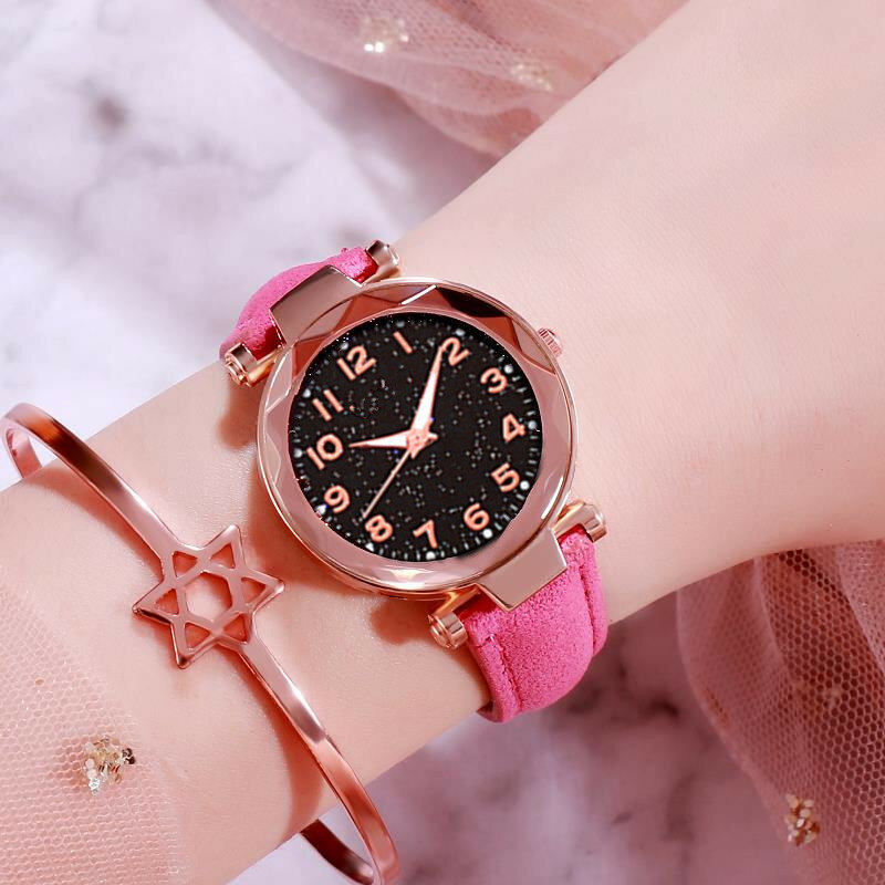 Livraison directe femmes montres mode ciel étoilé Quartz montres dames luxe doré montres-bracelets haut relogio feminino 2019