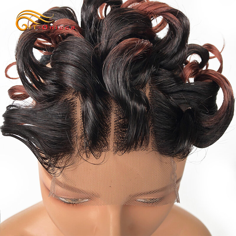 Htonicca Hair 4x4 클로저 브라질 곱슬 인모 1B 27 #4 30 33 99J, 옴브레 허니 블론드 컬러 3 부분 클로저