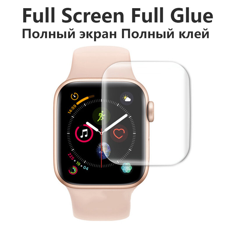 Protetor de tela completo para apple watch, 44mm, 40mm, série 6 5 4 se, cobertura para iwatch 3 2 38/42mm, película protetora flexível e transparente
