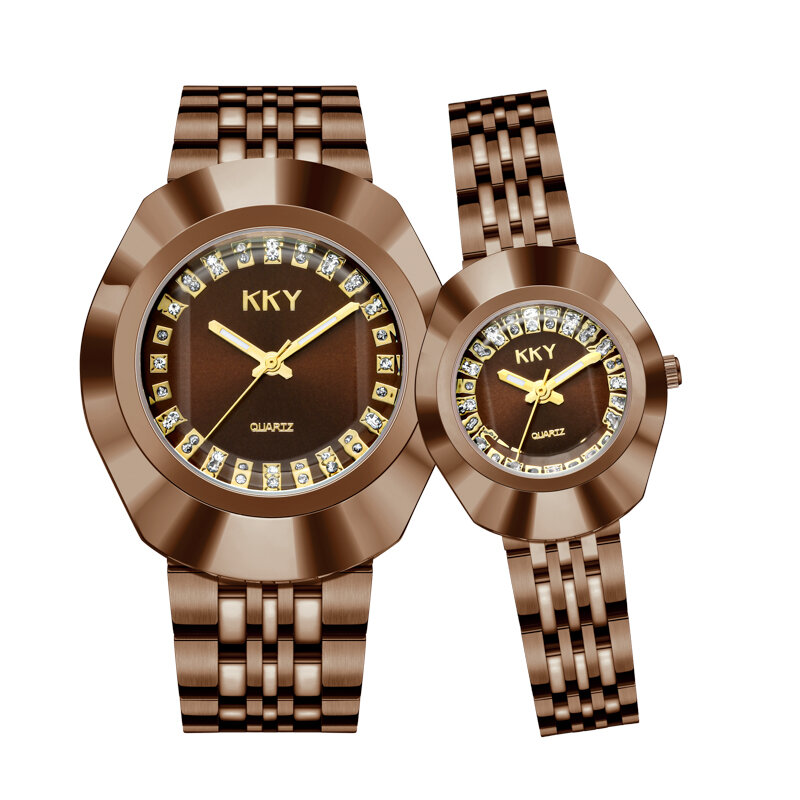 Часы наручные KKY Gold, креативные, кофейные, водонепроницаемые, кварцевые, для влюбленных, 2024