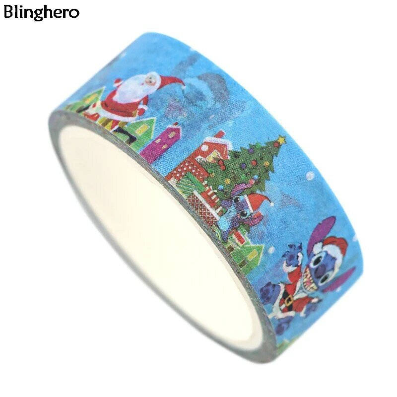 Blinghero Tape Stickers 15mmX5m Cartoon Washi Tape Cute Masking Tape Stationery Tape Gift Christmas Adhesive Tapes BH0469