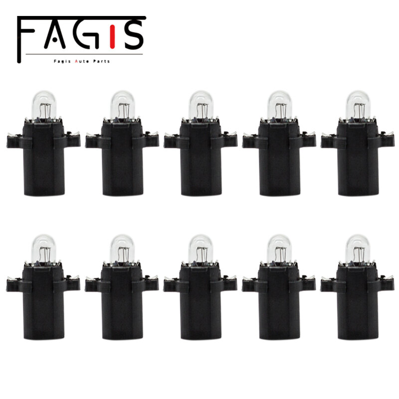 Fagis 10 Pcs B8.3D B8.3 12V 1.2W 24V 1.2W 할로겐 전구 자동차 패널 게이지 속도 대시 램프 자동 대시 보드 계기판 조명