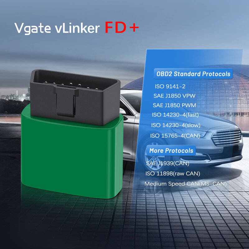 Vgate vLinker FD ELM327 فورسكان لفورد واي فاي بلوتوث 4.0 OBD2 سيارة أداة تشخيص السيارات OBD 2 الماسح J2534 PK الدردار 327 فولت 1 5