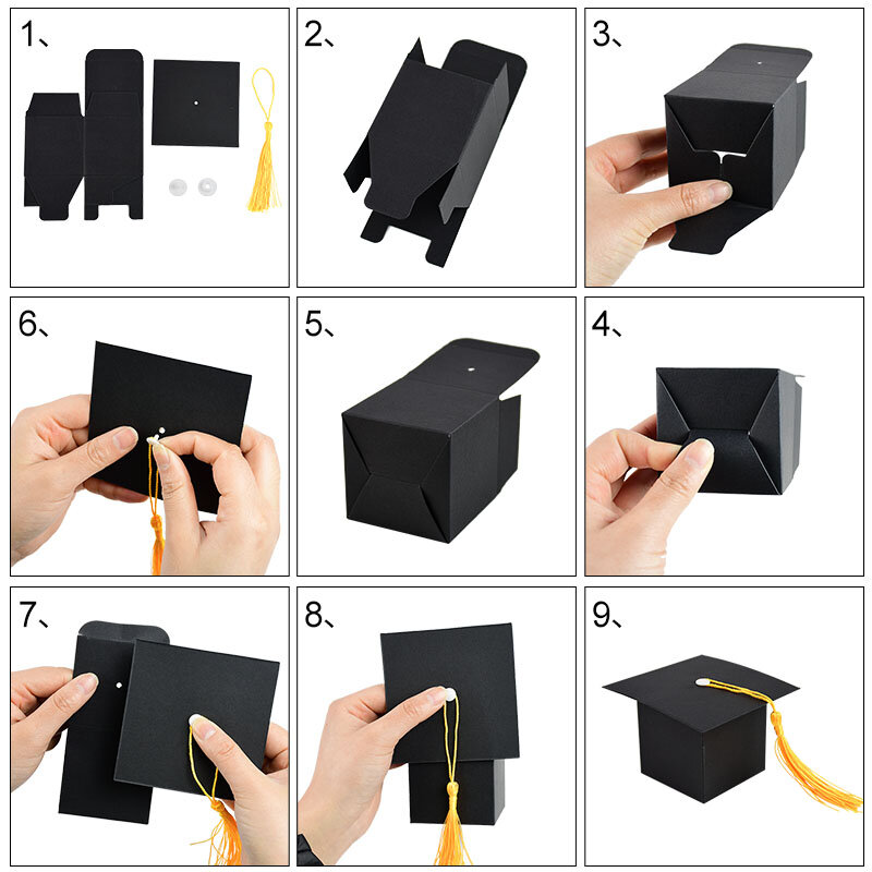 Graduation Congratulation Gift Diy Candy Cake Packaging Boxes Bachelor Cap Surprise Box for Son/Daughter Graduated Party 5/10P
