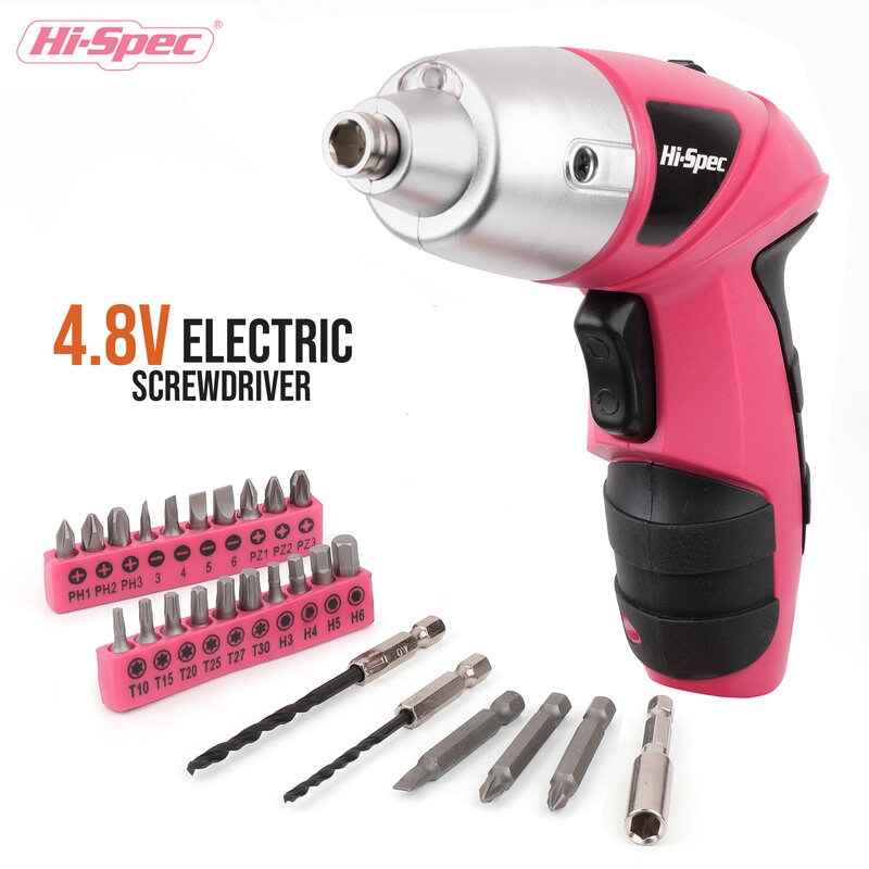 4.8v sem fio chave de fenda elétrica rosa recarregável broca motorista bateria ferramentas construção arma ferramentas elétricas com luz led