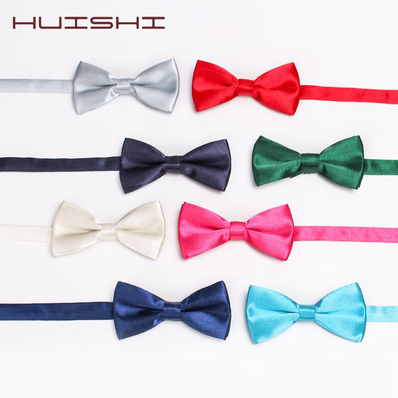 HUISHI-pajaritas de moda sólidas para niños, corbatas formales coloridas para niños, corbata verde, boda, mariposa, 34 colores