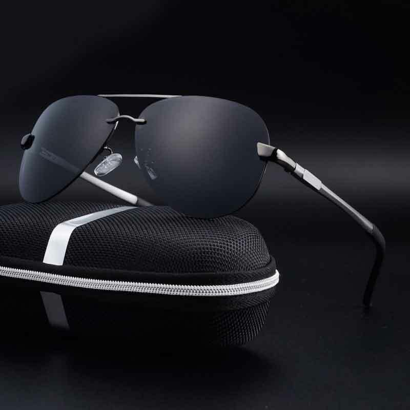 Мужские поляризационные очки в металлической оправе, солнцезащитные очки для велоспорта с защитой от синего света