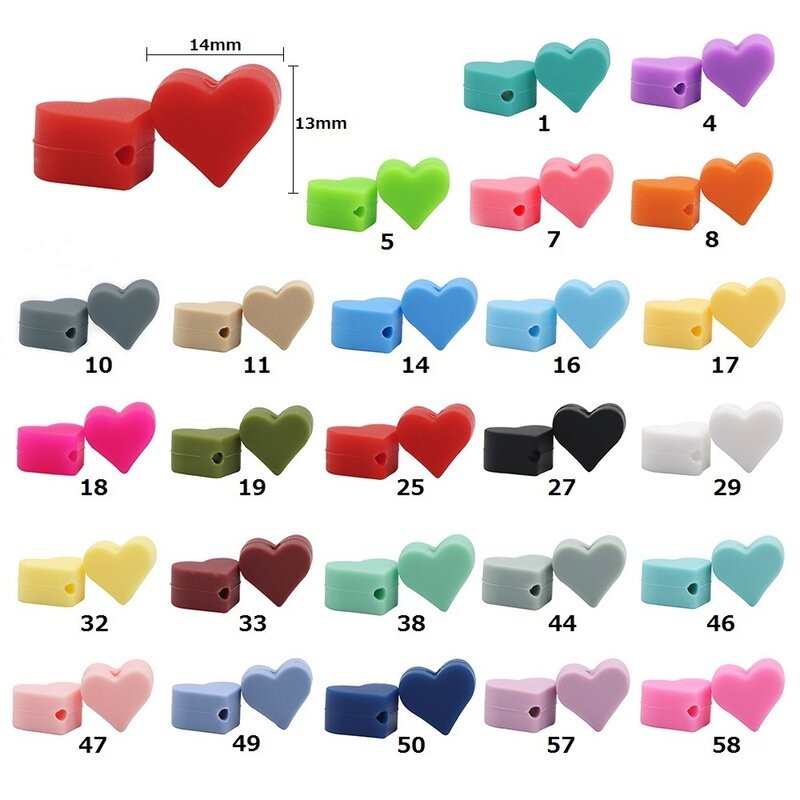 BOBO.BOX 10pc Love Heart Silicone Beads Teething Accessories Food Grade Silicone Teether BPA Free Eco-friendly Baby Teether Toys