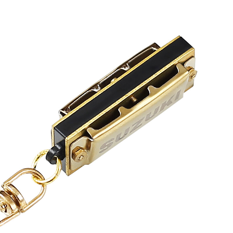 Suzuki Harmonica Mini 5 Holes 10 Tone Harmonica Keychain Key of C Golden Woodwind Instruments Gift