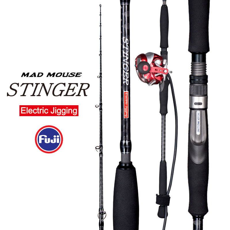 ใหม่ญี่ปุ่นเต็มรูปแบบ Fuji อะไหล่ MADMOUSE Stinger ไฟฟ้า Jigging Rod 1.9M Jig น้ำหนัก300G 400G หล่อเรือ rod ตกปลา Rod