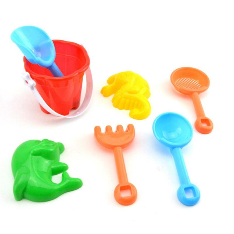 Kuulee-Juego de 7 unidades de juguetes de playa para niños, pala de cubo simulada, rastrillo, herramientas para limpieza de drenaje, estilo aleatorio