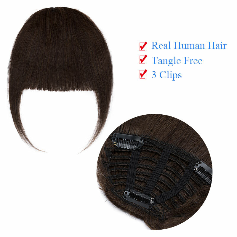 SEGO 25g Clip in Bangs 100% capelli umani frangia frangia pezzi di capelli Clip in frangia naturale con aste posticci per donne ragazze