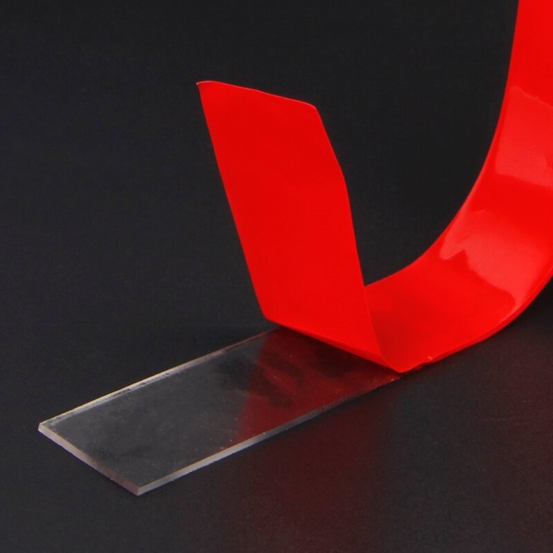 Merah Perekat Dua Sisi Stiker Tape Ultra Kekuatan Tinggi Pemasangan Transparan Tidak Ada Bekas Stiker untuk Mobil Auto Interior Tetap