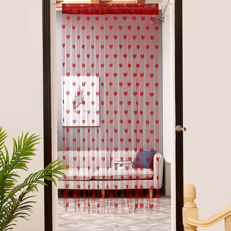 ハート型のカーテン50x200cm,窓,リビングルームのドア用の透明なカーテン