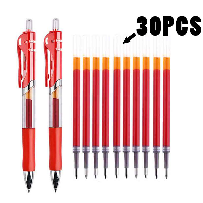 Conjunto de canetas Gel retrátil, tinta colorida, recargas substituíveis, material escolar, papelaria e escritório, preto, vermelho, azul, 0,5mm