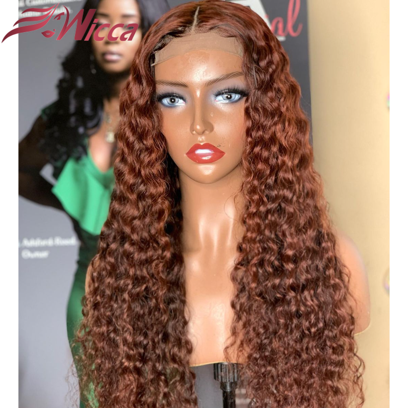 Peluca de cabello humano rizado de 13x4 para mujer, postizo de encaje Frontal, marrón claro, 180 de densidad, brasileño, Remy, predesplumada