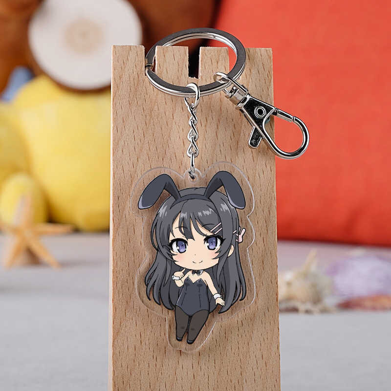 1pc Neue Anime Schurke Nicht Traum von Bunny Mädchen Keychain Cartoon Abbildung Senpai Sakurajima Mai Acryl Schlüssel Kette tasche Anhänger