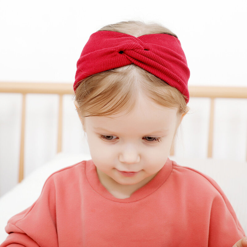 Warna Solid Perempuan Musim Dingin Musim Gugur Headband Twisted Diikat Lembut Elastis Bayi Gadis Lembut Elastis sorban twist ikat kepala Hiasan Kepala