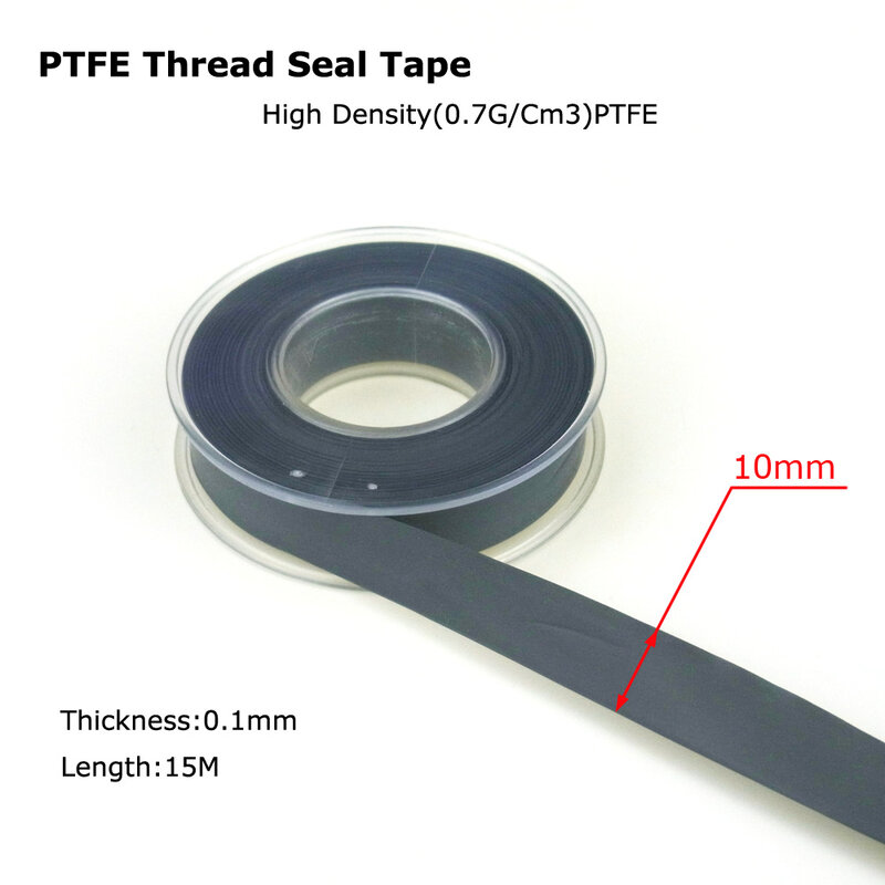 New Air Pipe PTFE Thread Seal Plumbing Tape High Density Best Quality 1 Roll 15M - BLACK