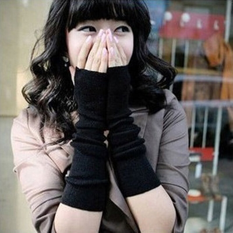 Mitaines tricotées sans doigts, mitaines chauffantes pour les bras, unisexe, Crochet, gants longs demi-doigt