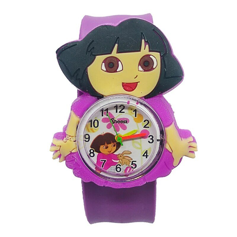어린이 시계 도라 공주 패턴 소녀 시계 어린이 스타일 팔찌 디지털 석영 어린이 학생 시계 고무 어린이 시계