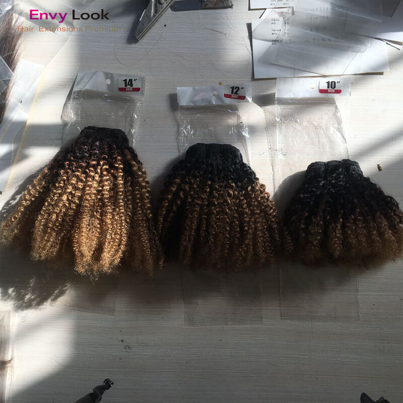 Trama capelli Ombre 1B/27 Afro Kinky Curl 14 16 18 pollici cucito dalla macchina 100% capelli umani fasci di capelli brasiliani