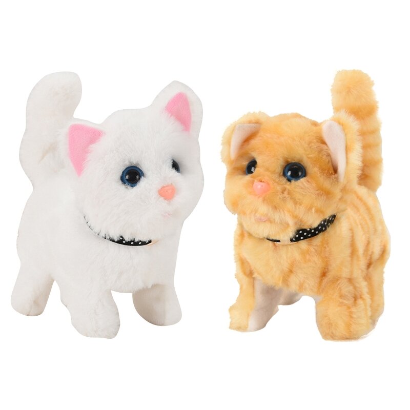 ตุ๊กตาแมวอิเล็กทรอนิกส์ย้ายและ Meow เดินเหมือนจริงของเล่น Interactive สัตว์เลี้ยงตุ๊กตาแมวสำหรับสาวเด็กเด็กของขวัญตลก