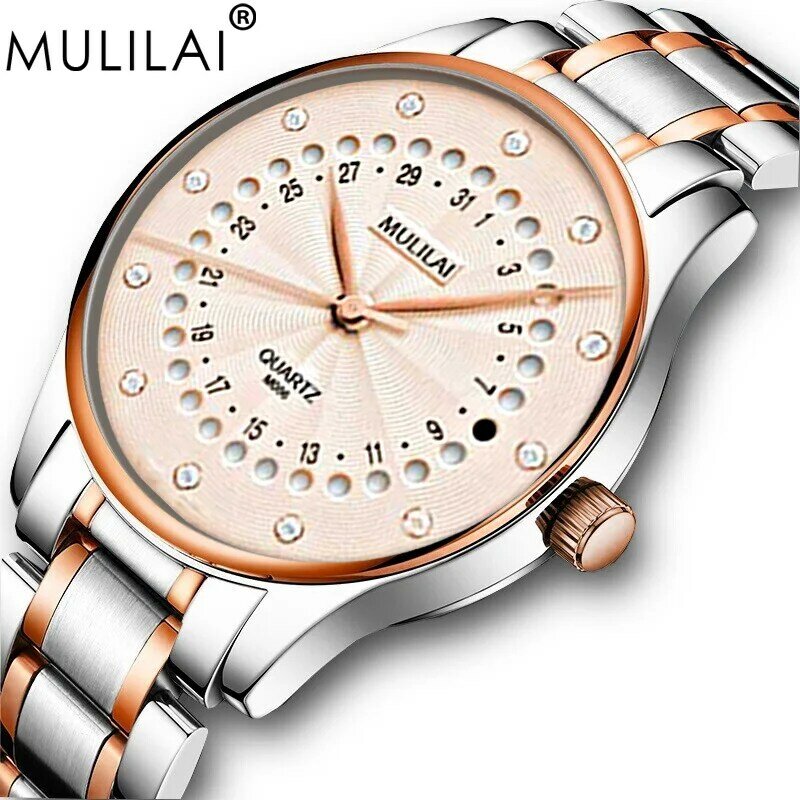Relógio feminino marca de luxo senhoras moda simples padrão escudo aço inoxidável relógios quartzo feminino à prova dwristwatch água data relógio de pulso