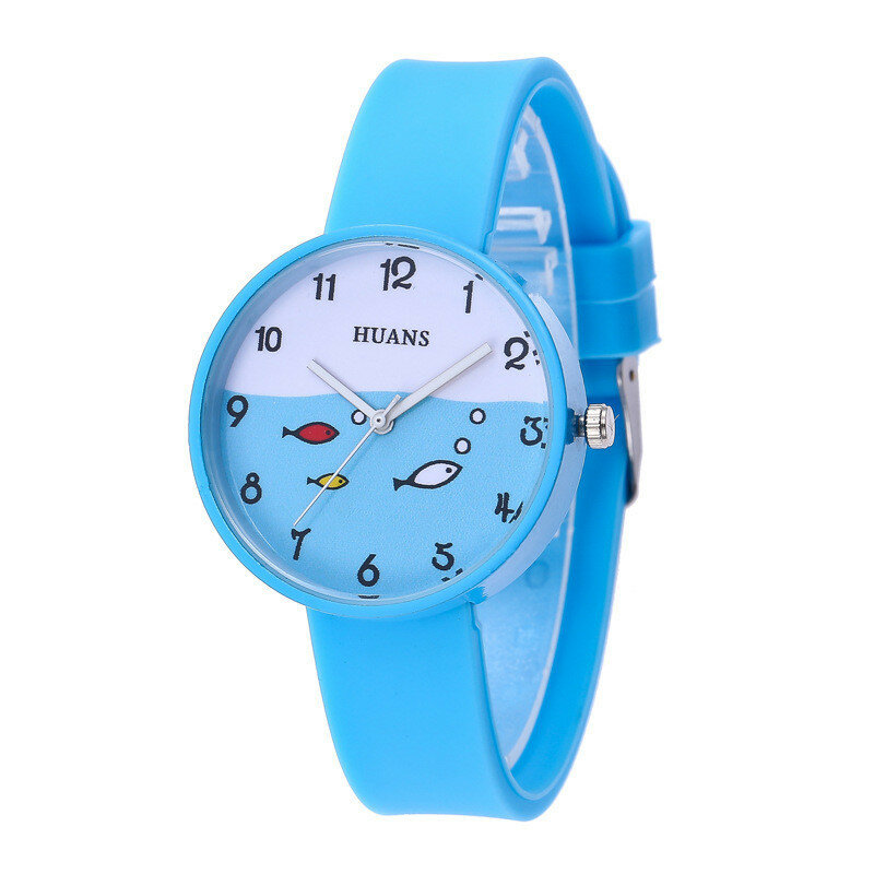 Relógio estudante colorido de silicone, relógio de pulso quartz para meninos e meninas