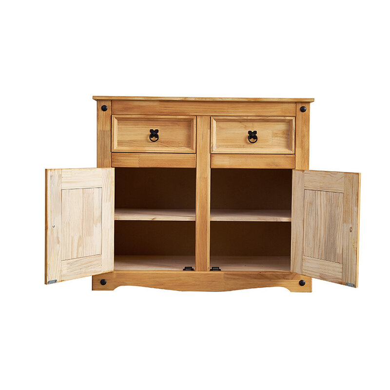 Panana High Quality Living Room Sideboard 2 Doors 2 Drawers Solid Pine wood Bedroom TV stand 91x42x80cm Fast Delivery