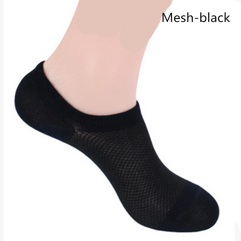 5pairs/lot Boat Socks Men Bamboo Fiber Stealth Socks Shallow Mouth Net Solid Color Silicone Anti-skid Peas Socks Summer