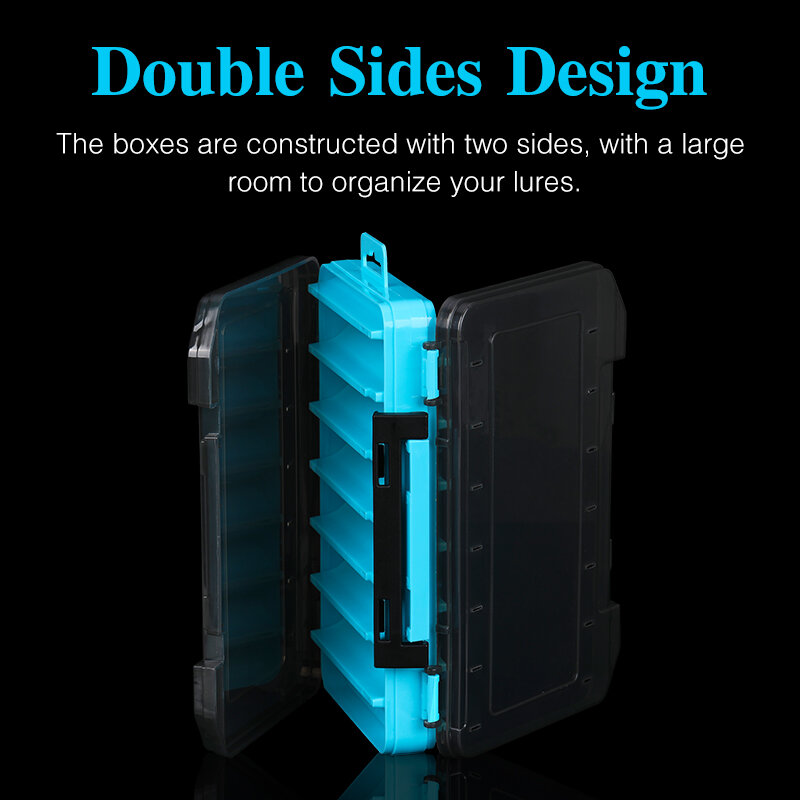 TSURINOYA-더블 레이어 낚시 루어 박스 12, 14 구획 양면 하드 베이트 박스, 낚시 도구 보관 케이스