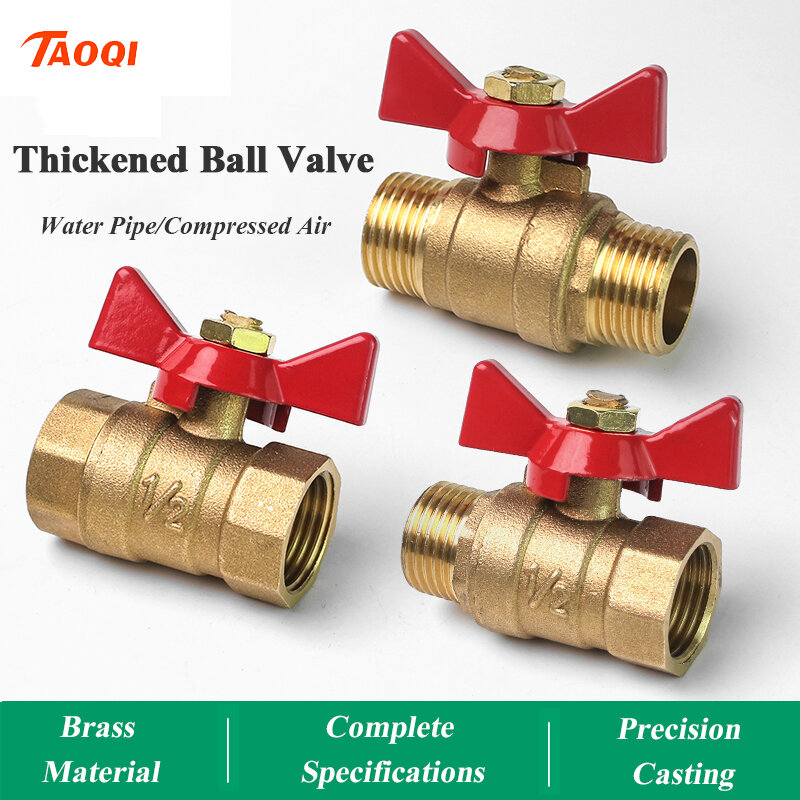 1/4" 3/8" 1/2" 3/4" Female To Female Thread Two Way Brass Shut Off Ball Valve With Butterfly Handle For Fuel Gas Water Oil Air