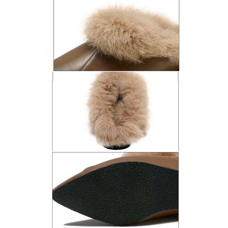 Zapatillas de piel de Animal Real para mujer, chanclas de conejo Natural, sandalias de interior de piel esponjosa, zapatos de felpa