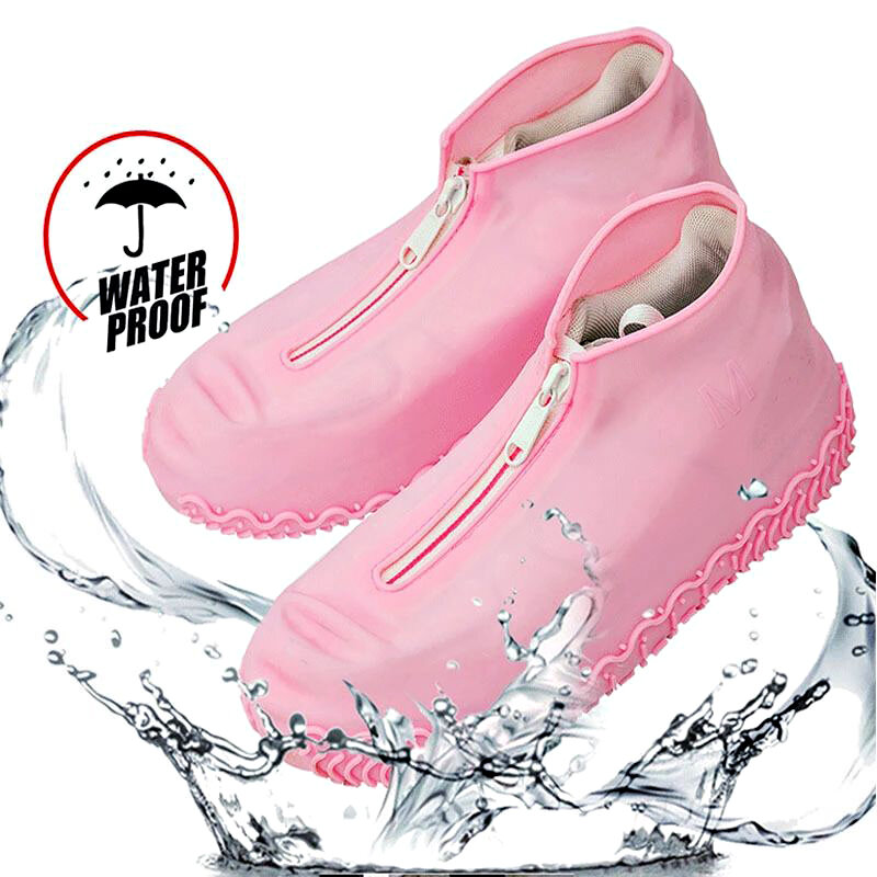 Famtiyaaシリコーン防水靴カバーオーバーシューズジッパー不スリップ洗える保護雨靴ブーツ 2020