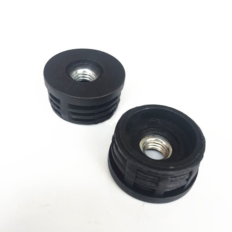 Tapas de plástico negras redondas, insertos de tubo con rosca de Metal M8, diámetro 22/25/30/32/38/50mm, 2/4/8 piezas