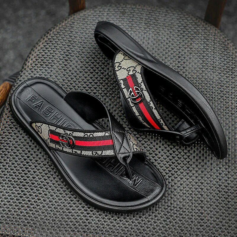 Erwachsene innen & außen Pantoffel für männer Slipper männer gummi Männer sandalen luxus Leder 2020 Männer sandalen sommer flip--flops hausschuhe