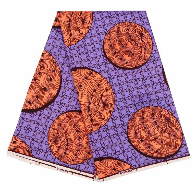 2019 последнее поступление, фиолетовая 100% Полиэстеровая ткань с принтом в виде шариков, африканская Гарантированная ткань с восковым принтом