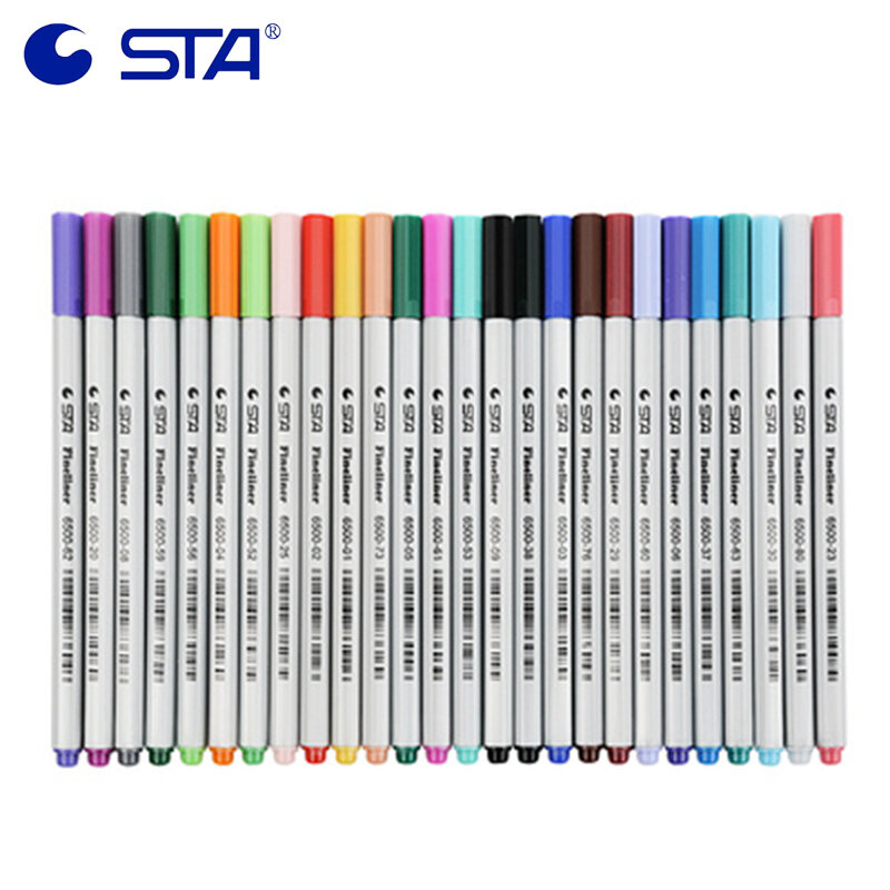 Sta 6500 Gekleurde Haak Lijn Pen 0.4 Mm Handgeschilderde/Comic 18/26 Kleuren Slag Naald Pennen Ontwerp Architectonisch lijn Ontwerp Schets